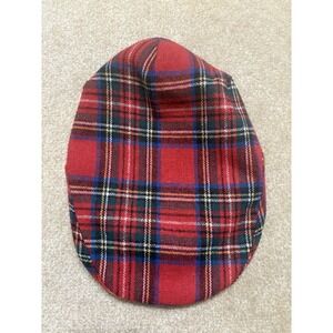 Country Gentleman Newsboy Cabby Plaid Hat Red Cap Wool Size Large L Made in USA